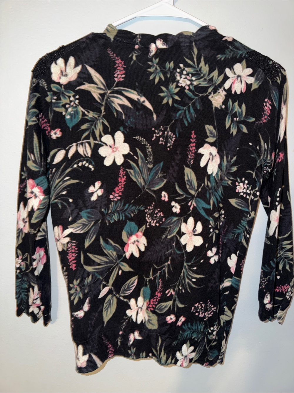 kate spade Black Floral Long-Sleeve Button Top with Lace Trim - Picture 5 of 5
